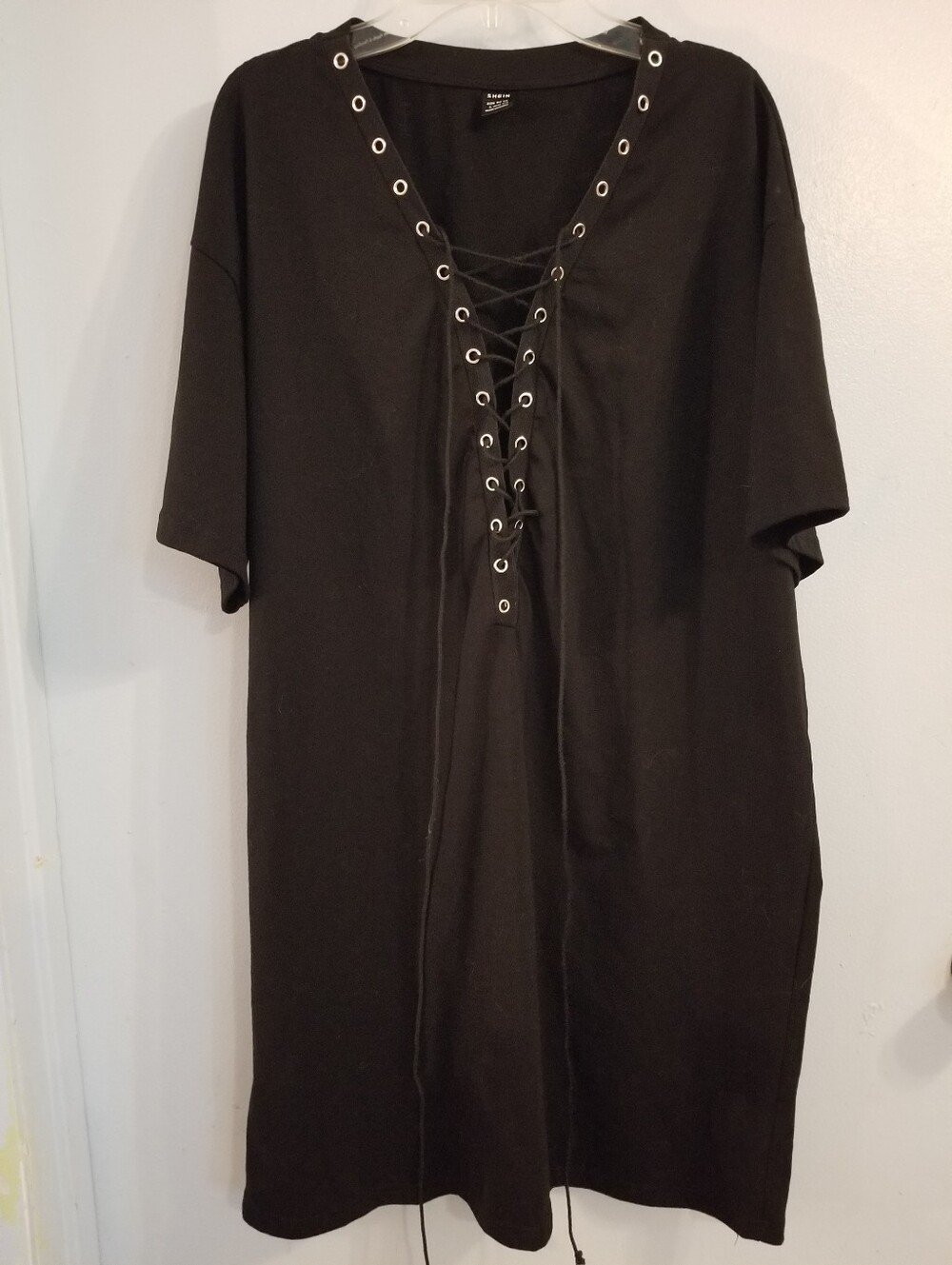 Black Criss Cross Lace Up Dress L